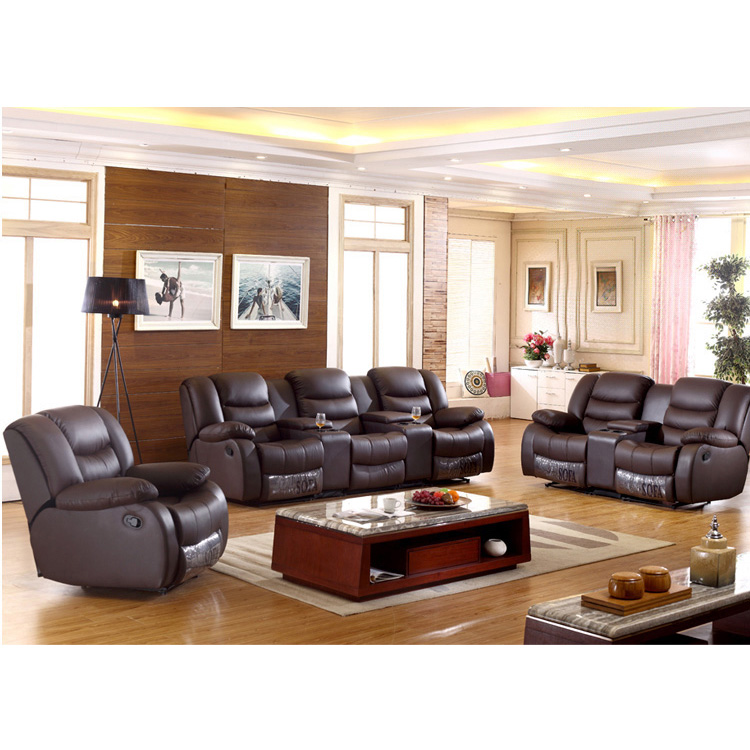 Luxury Power Reclining Large Size Furniture Living Room Functional Leather Hotel Sofa Set