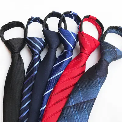 Polyester silk men's business zipper tie