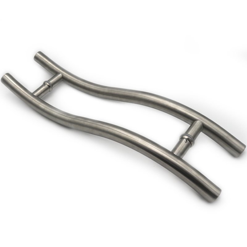 Stainless steel handle hardware golden tempered glass shower s shape door handle for glass door