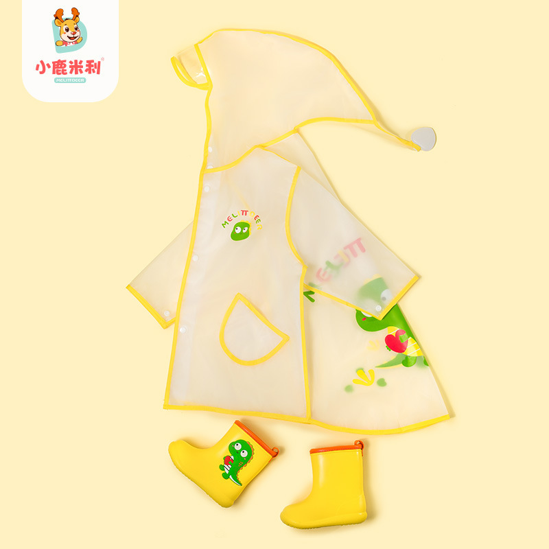 Baby raincoat and boots set waterproof, anti-skid and wear-resistant water shoes kindergarten cartoon