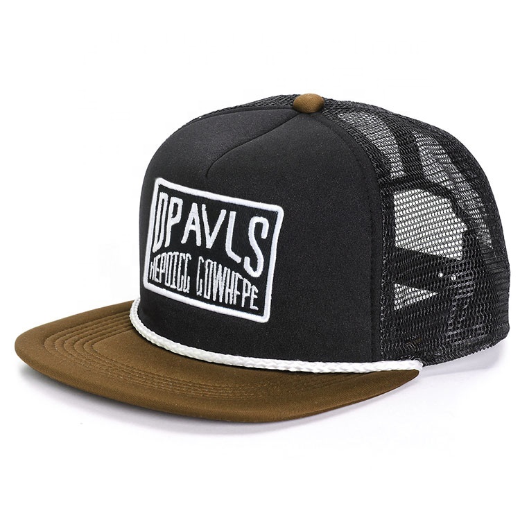 Сделанная на заказ Вышивка плоская веревочка для коносамента Snapback оптовая продажа дешевая 5 панельная Кепка для водителя грузовика