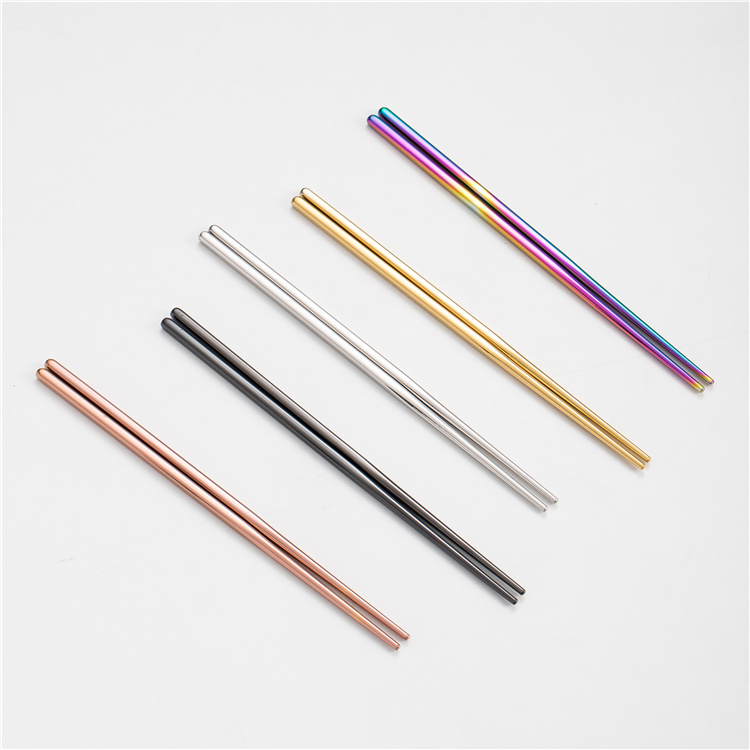 Hot Sale Home Restaurant Reusable Multicolor Lightweight Korean Chopsticks Stainless Steel Chopsticks Sets