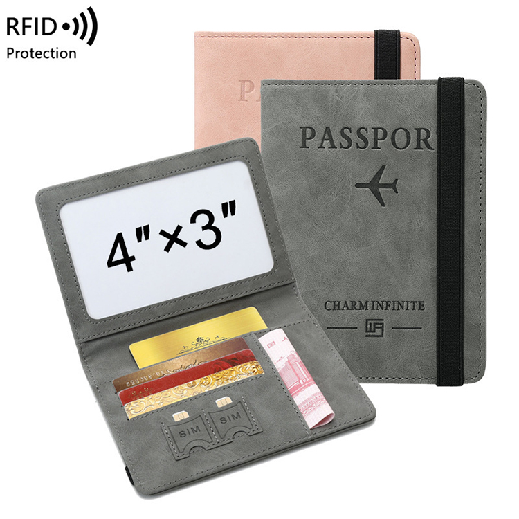8 видов цветов Многофункциональный тонкий PU RFID с отделением для паспорта, кошелек с вакцина слот для карт памяти, сим-карты для женщин