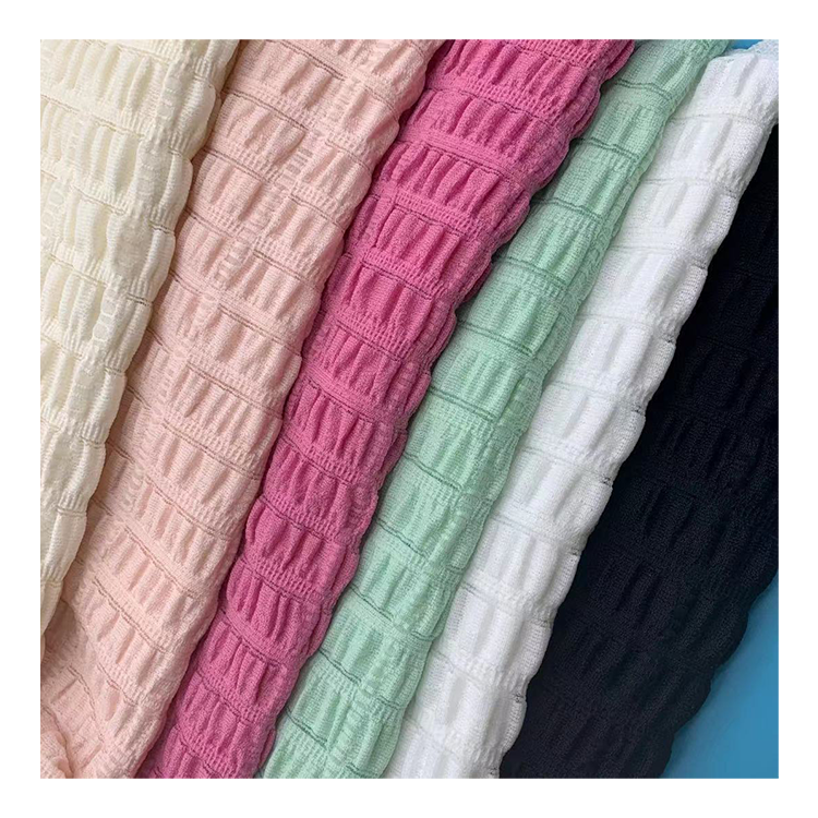 Most popular factory outlet multicolor stretch knit lace crease fabric for clothes