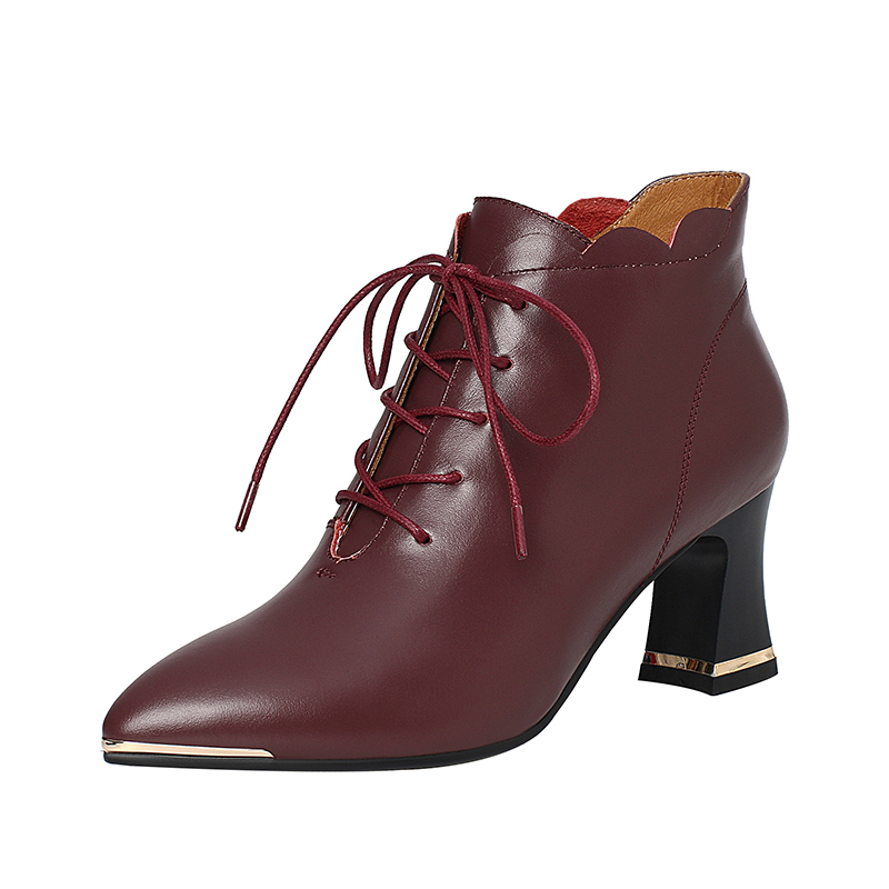K252 Latest new design lace up ankle boots fashion handmade women boots shoes