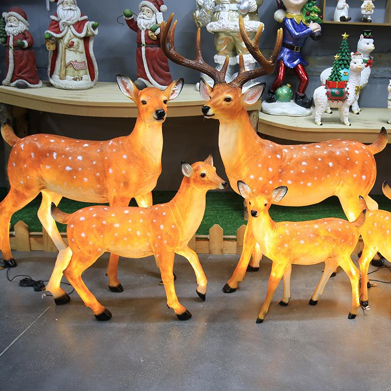 NEW Outdoor Resin Fiberglass Sika Deer LED Electricity illuminated Life Size Sika Deer Statue Garden Animals Ornaments