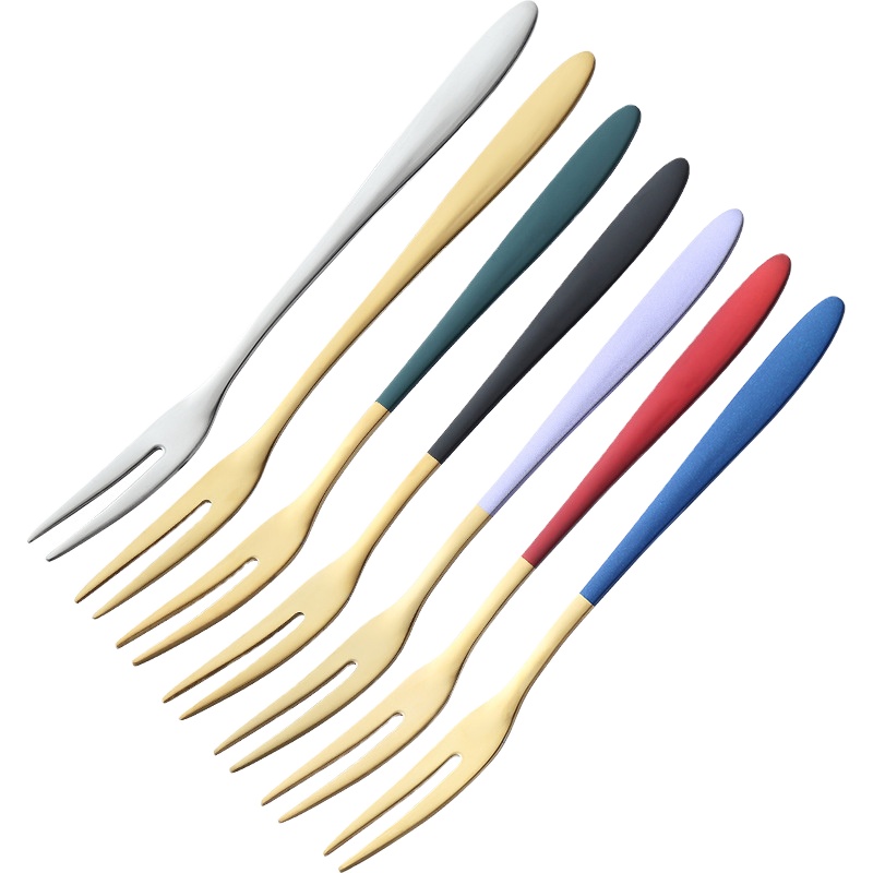 Fruit fork set stainless steel fork ins Nordic creative fruit stick fruit insert cute European luxury