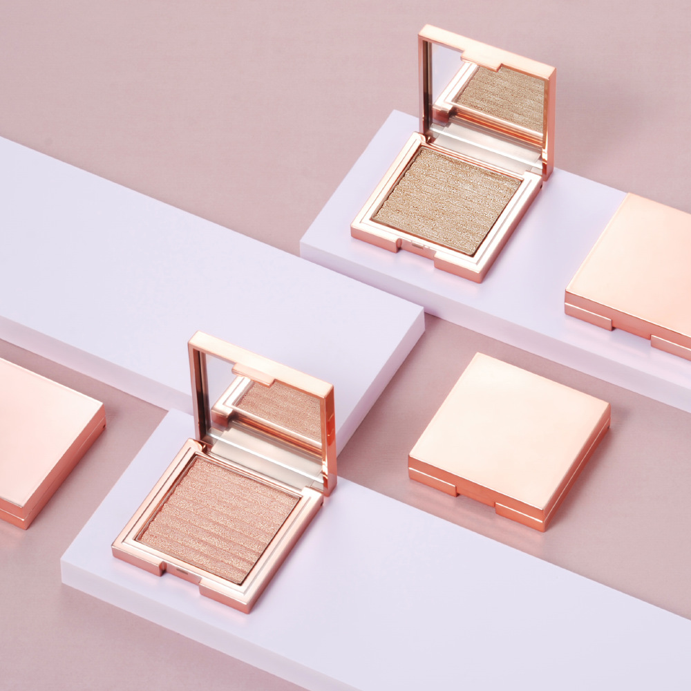 pressed high end luxury container package rose gold highlighter makeup
