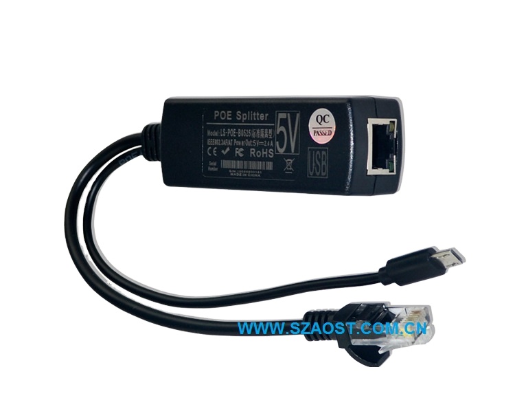 Производство PoE разветвитель инжектор 10/100/1000 Мбит/с гигабит Micro USB 48 В до 5 В 2,4 А