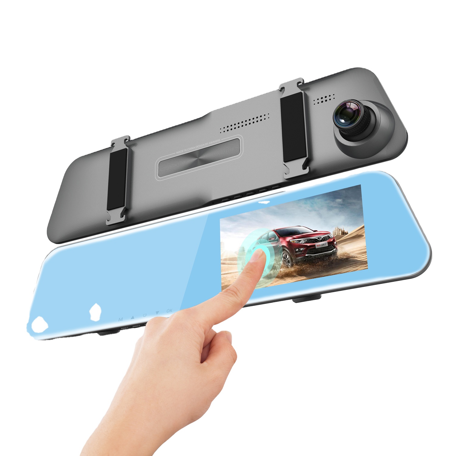 Hot selling 4.5 inch dual lens 1080P WDR car video recorder auto dvr driving car mirror camera