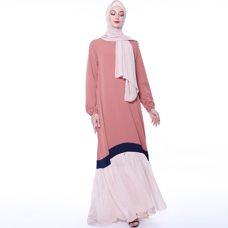 Женское платье с цветными блоками abaya, модное мусульманское платье, Оптовая продажа, 2019