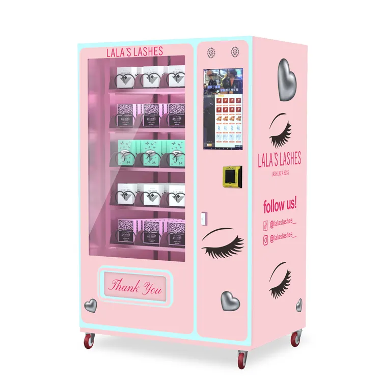 LED Touch Screen Eyelash Vending Pink Lash Vending Machine Beauty Hair Vending Machine For Sale