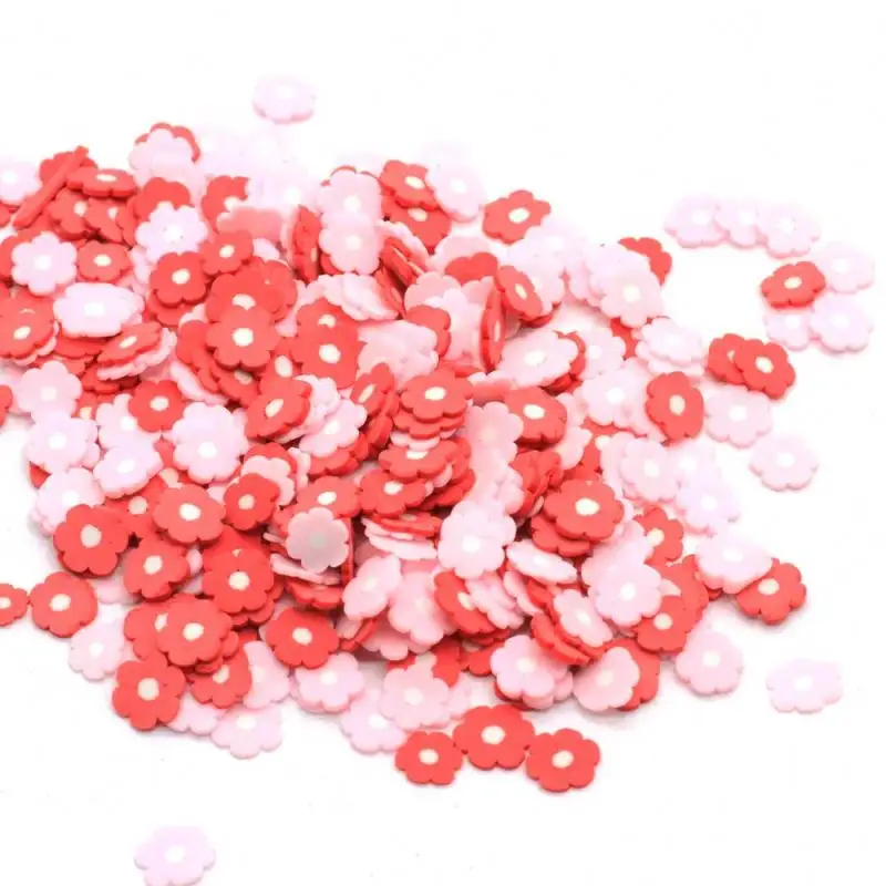 Red Pink Flower Slice Hot Clay Sprinkles For Slime Material Accessories Polymer Clay Crafts DIY Nail Arts Decoration 5mm