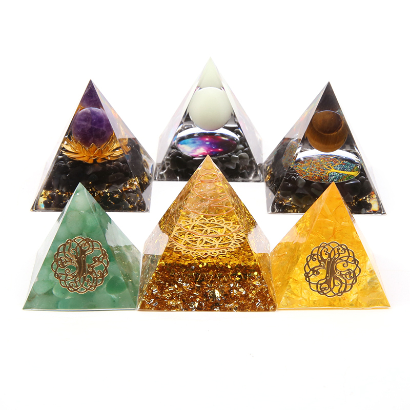 Amethyst Sphere Chakra Crystal Resin Energy Orgonite Orgone Pyramids Healing Stones