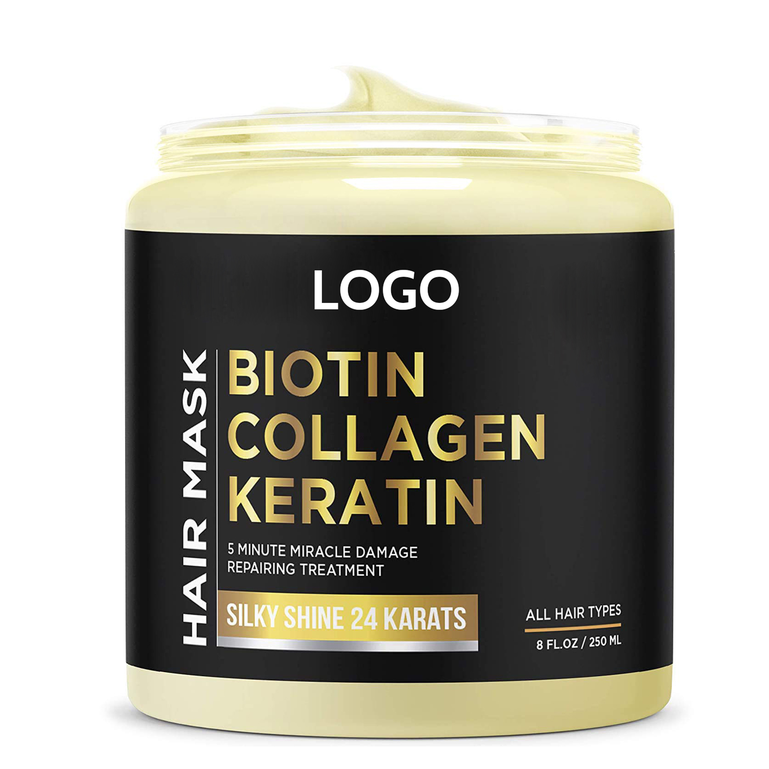 Private Label Organic Biotin Collagen Keratin Treatment Hair Mask for Dry & Damaged Hair and Growth