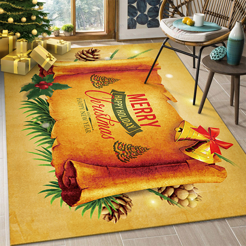 Holiday Decoration Bedroom Living Room Decoration Red Cartoon Pattern 3D Santa Carpet