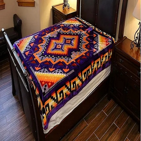 Factory wholesale rustic super soft native style southwest design american print fleece blankets