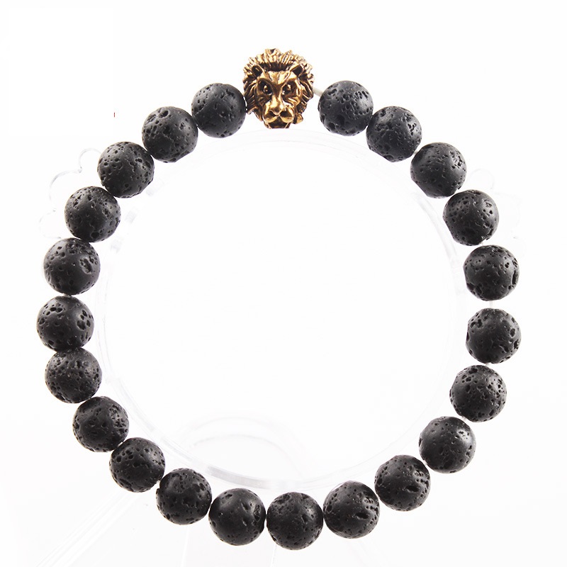 Hot style European and American lion head Buddha head diy volcanic stone beads bracelet lava bangle agate beads