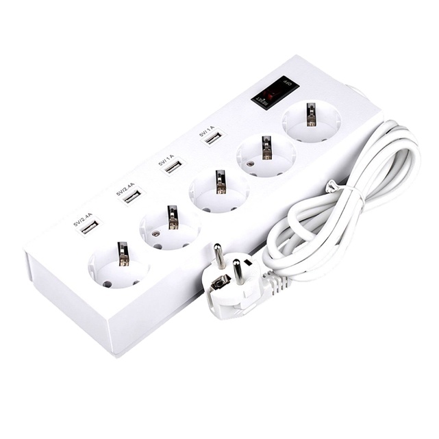 AC 250V 50Hz 0.5A Защита от перенапряжения 5 розеток евро розетка с 4 портами usb