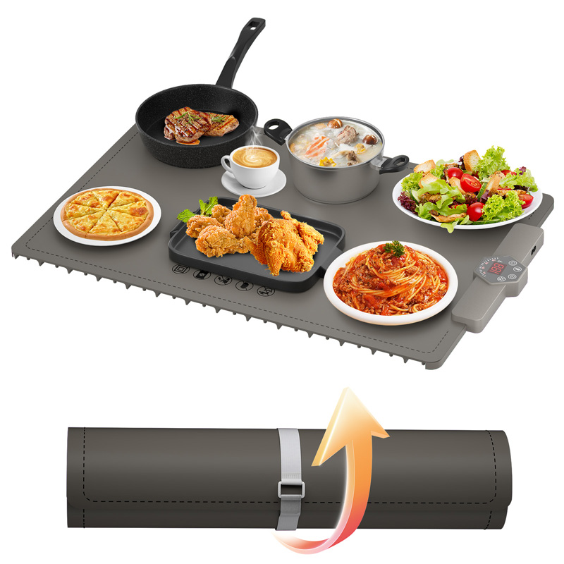 Silicone Food Heating Mat Flexible Silicon Tray Heating Board Roll Up Easy Storage Portable Electric Warming Mat For Food