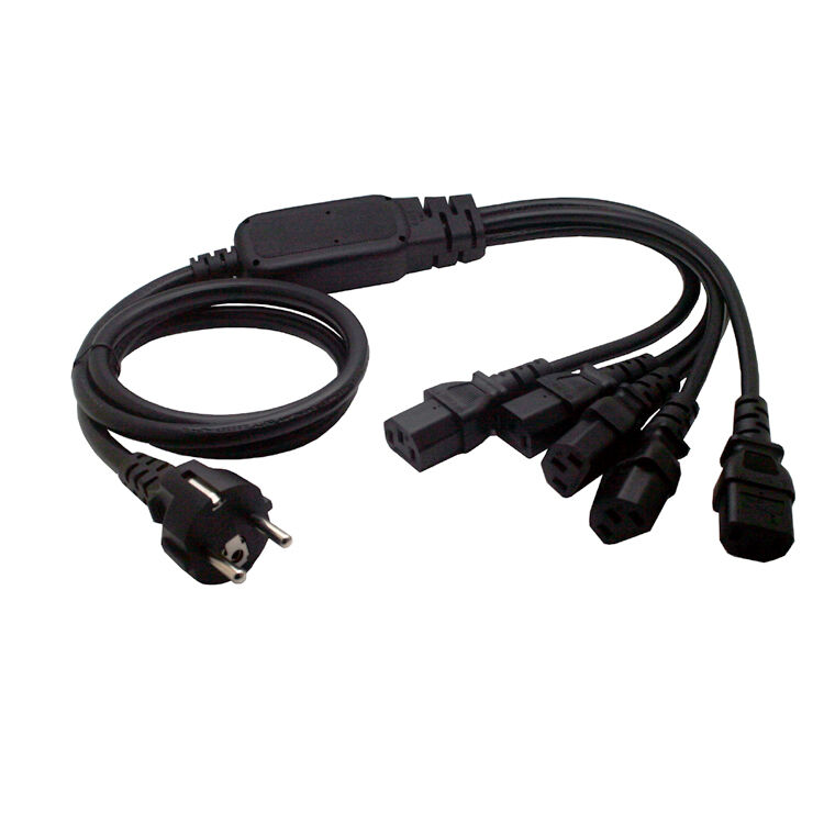 Новый европейский 3 полюс Мужской 5x C13 IEC 320 Женский Y Сплит шнур питания L = 1,5 м