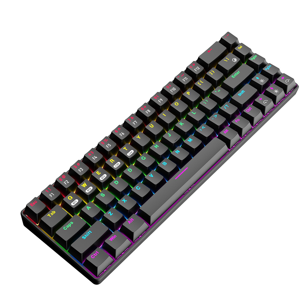 Портативная механическая клавиатура, 68 клавиш, RGB подсветка, компьютерная игровая Беспроводная игровая клавиатура RGB для IOS, Android, Win