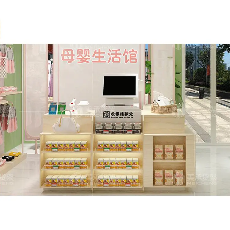 Meicheng Supermarket Checkout Counter Design Wooden Grocery Store Used Checkout Counters For Sale