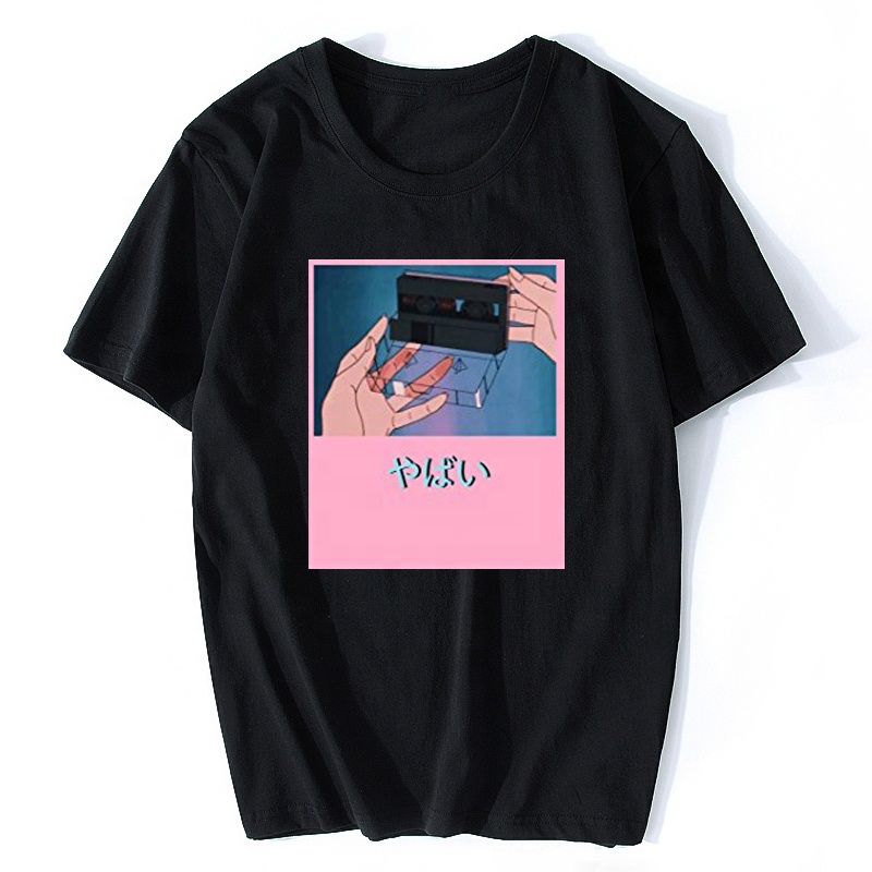 Vaporwave эстетику Японии отаку скейт 2020 новые летние брендовые футболки рубашка для мужчин в стиле хип-хоп для мужчин/Женская обувь с рисунком из аниме милая розовая футболка для мужчин