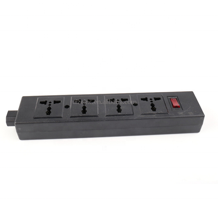 IEC power strip bar borad 4 ways universal power socket ac outlet strip with switch, electrical outlet multiple socket