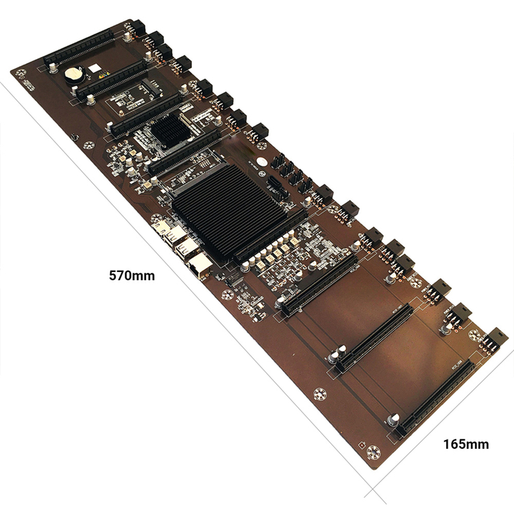 8 gpu mining motherboard HM65 with 847 CPU 6.5cm slot space distance mining motherboard Support 1066/1333/1600MHz RAM