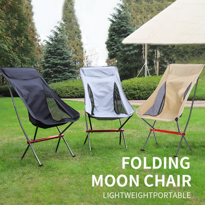 Outdoor Moon Chair Lightweight Fishing Camping BBQ Chairs Portable Folding Extended Hiking Seat Garden Ultralight Chairs