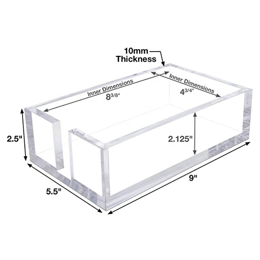 high quality custom design clear transparent acrylic tissue box with drawer