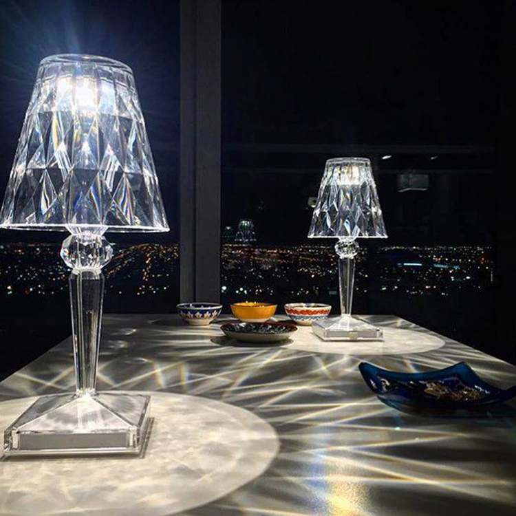 Скандинавские алмазные настольные лампы kartell, светодиодные акриловые лампы для спальни, бара, ресторана, ночники, прикроватные светильники