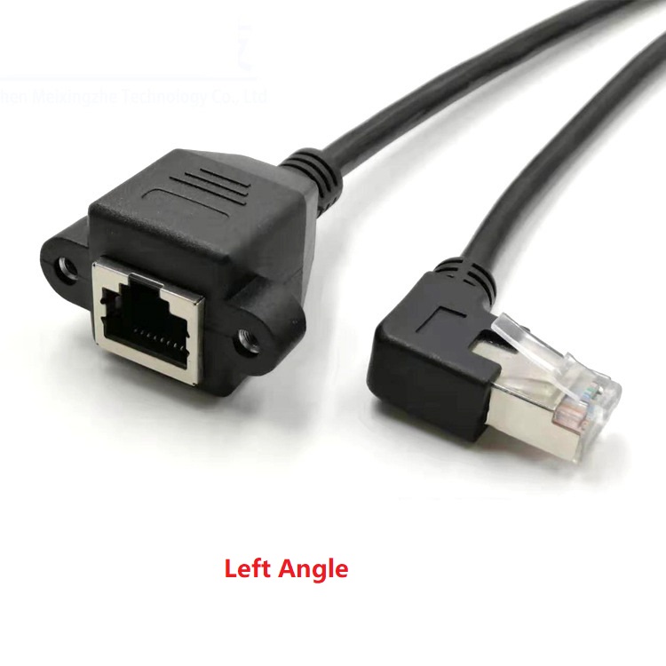 Кабель Ethernet из чистой меди, экранированный вверх/вниз/влево/вправо Угол RJ45 CAT5e штекер-гнездо с крепежным винтом