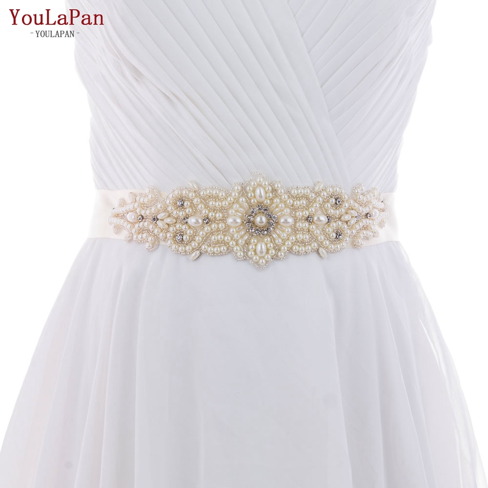 YouLaPan S26A Pearl Beads Flower Bridal Belt for Wedding Jewelry Accessories Sash