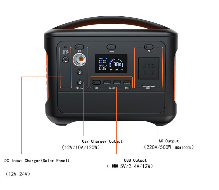 Camping 500W Power Station Solar Generator portable power station with folding solar panel