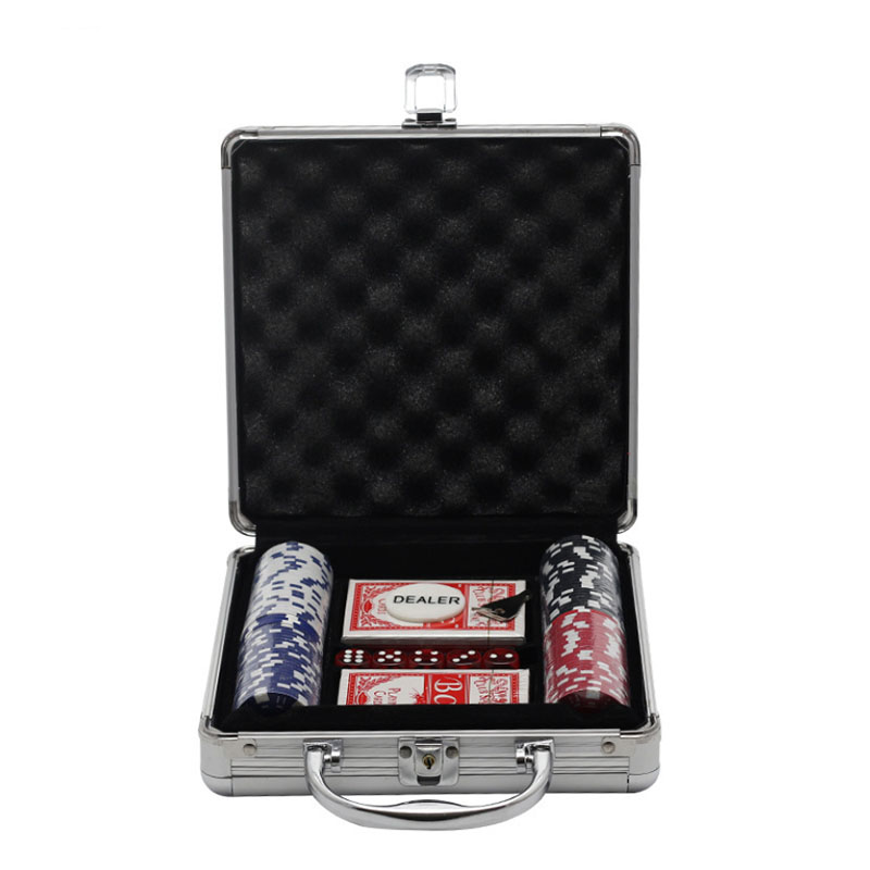 Mini 100 Aluminum Tin Poker Chip Dice domino cricket Set case