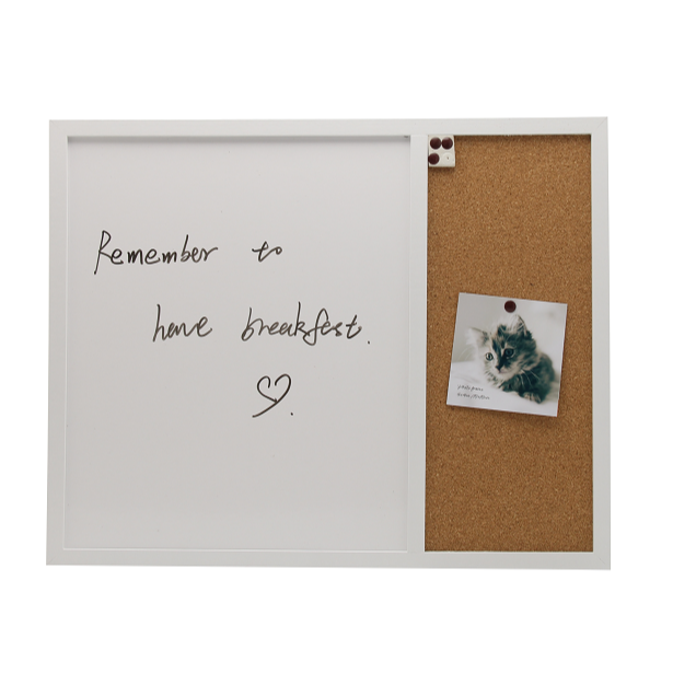 Wood Frame Whiteboard Office Wall Magnetic Dry Erase Cork Bulletin Board