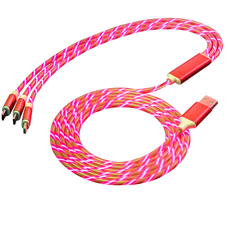 3 в 1 светодиодный Дата-кабель 8pin Micro Type C USB кабель для синхронизации данных и зарядного устройства