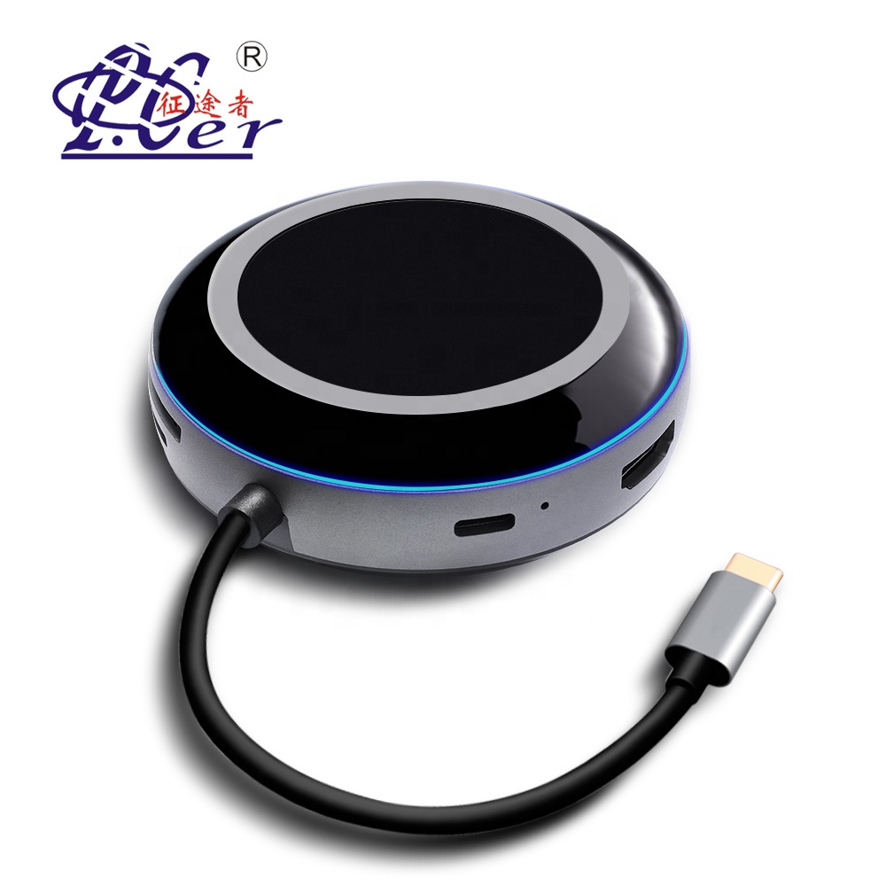 USB-C многофункциональный концентратор Type-c на USB 3,0 HDMI LAN PD SD TF адаптер 9 в 1 USB Type-c концентратор с беспроводным зарядным устройством