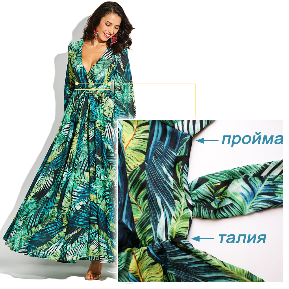 Женское платье с длинным рукавом, зеленое пляжное платье с драпировкой