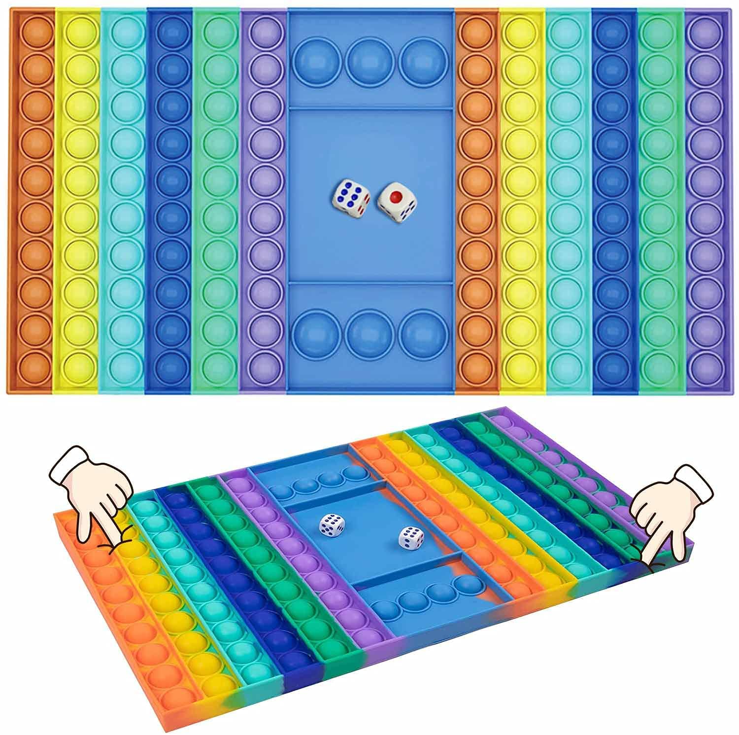 decompression Stress Relief checkerboard chessboard Silicone Squeeze Toy with Dice press bubble ball fidget popper Push its