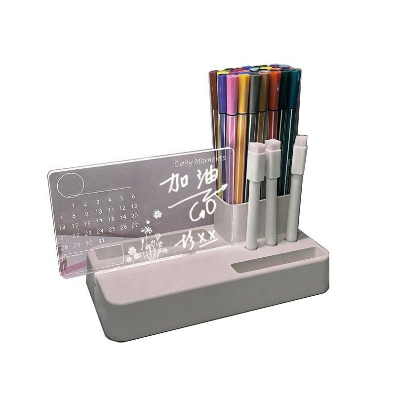 acrylic writing board with led lamp desk lamp with pen holder table lamp study office desk night lights pen holder led desktop