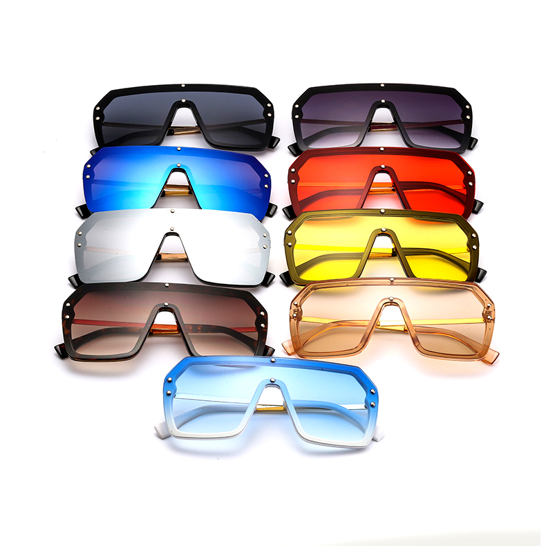 2021 New trend design F letter big square frame sun glasses one piece lens men and women fashion personality UV 400 sunglasses