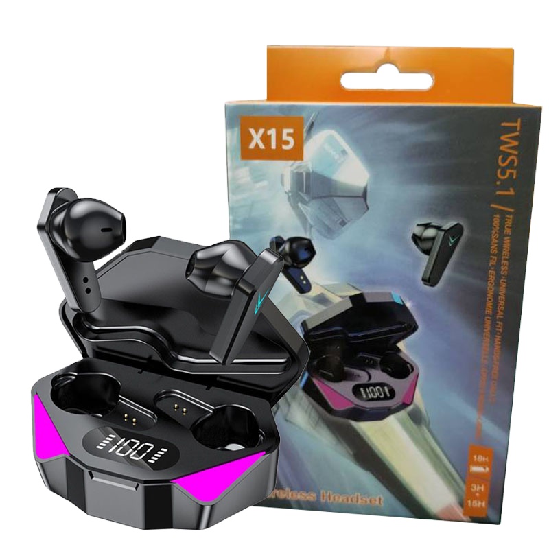 Игровые наушники X15, гарнитура, беспроводные наушники TWS, Bluetooth 5,0, наушники с микрофоном, наушники для геймеров x15, наушники и наушники