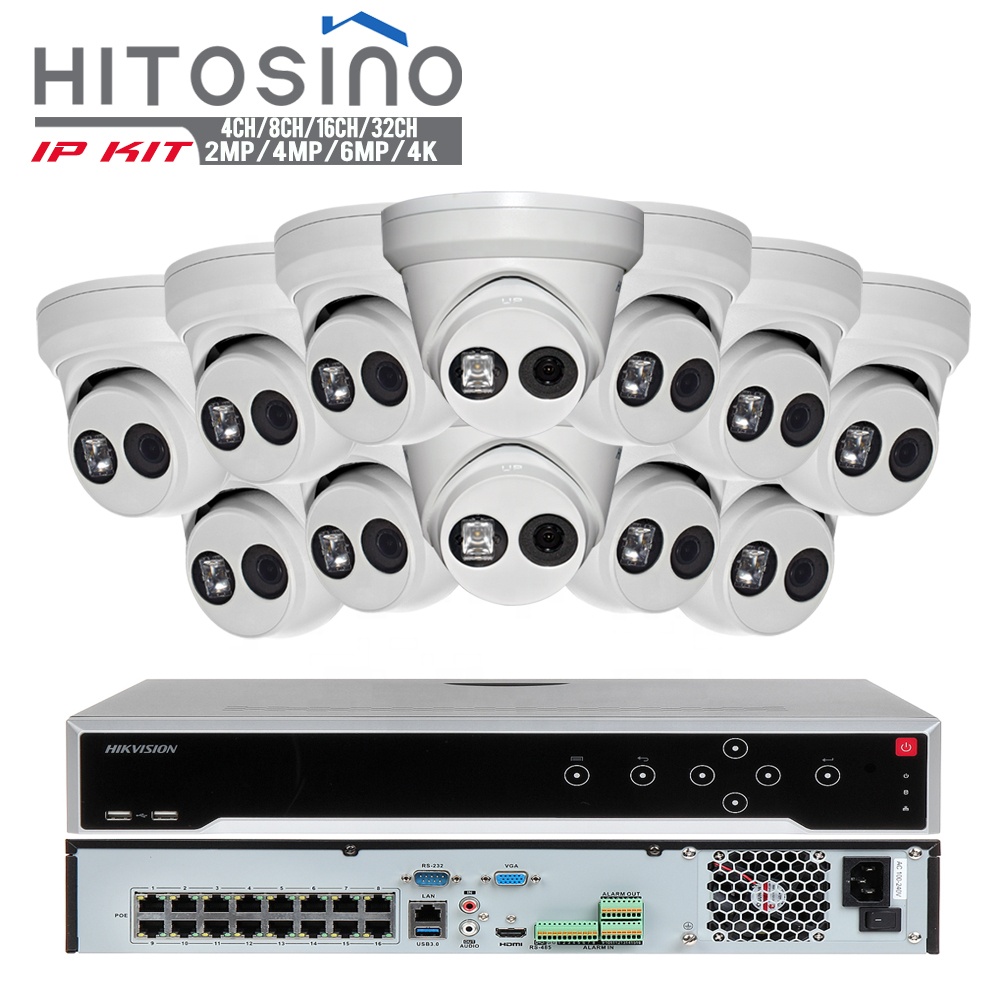 Система видеонаблюдения Hitosino Vision Hik OEM, комплект наружной IP-камеры безопасности, 16 каналов, 32 канала, PoE, 4K, 8 Мп, NVR