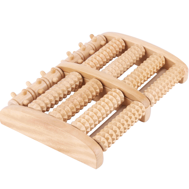 2024 Natural wooden Reflexology Relax Reliefwooden roller meridians gua sha foot massager