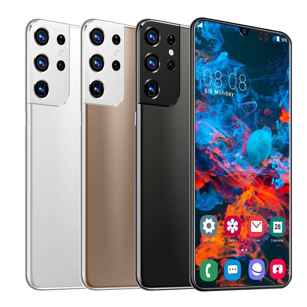 Горячая распродажа! S21 разблокирована 8 + 16 Мп 10Core Dual SIM 12G + 512G Дешевые смартфон 6,5 дюймов Android 9,1 мобильные телефоны