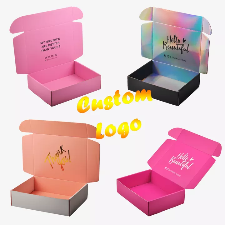 Angelol express box factory дешевая печать логотипа на заказ экологически чистые черные гофрированные почтовые коробки розовые белые бумажные коробки для доставки