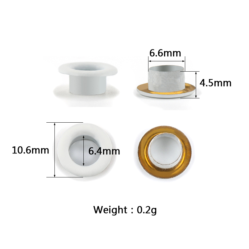 Custom Design Brass Eyelets Engraved/Printed Logo White Enamel Plated Brass Gunmetal Eyelets